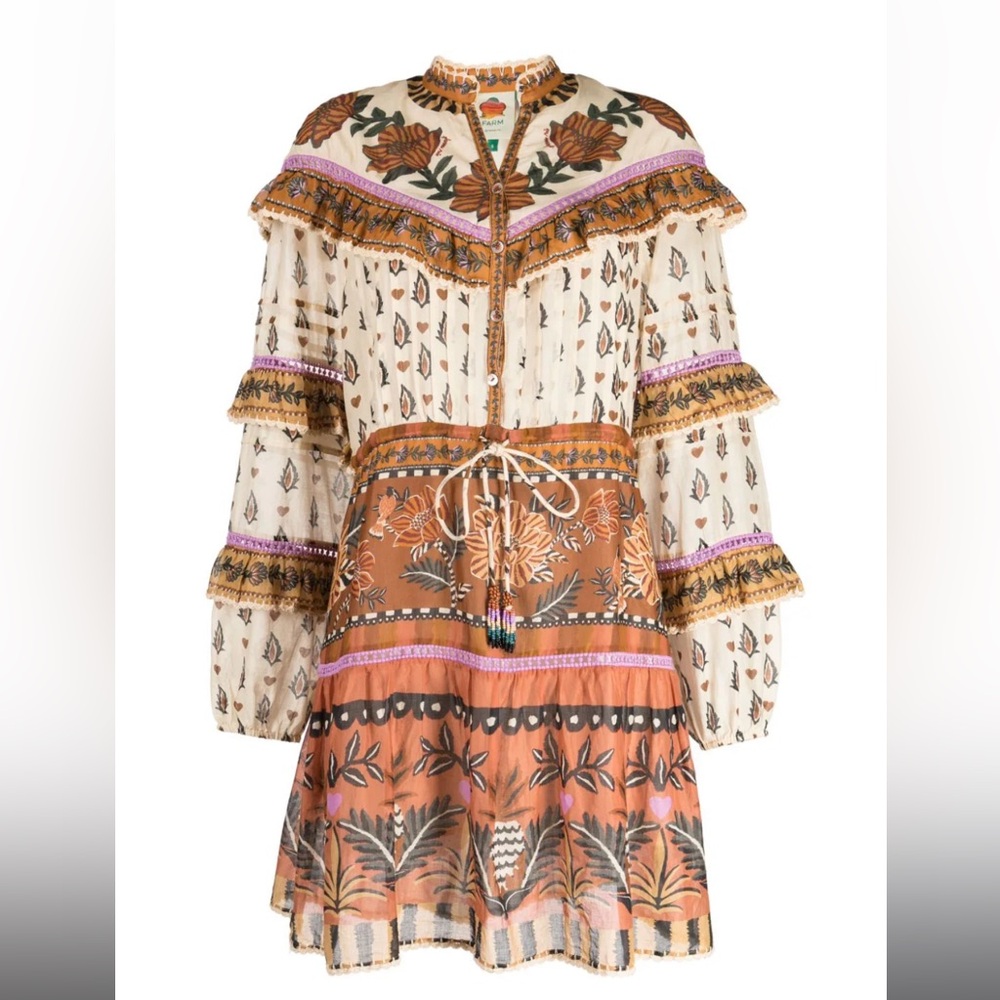 Farm Rio Anika Botanical Ruffled Mini Dress
